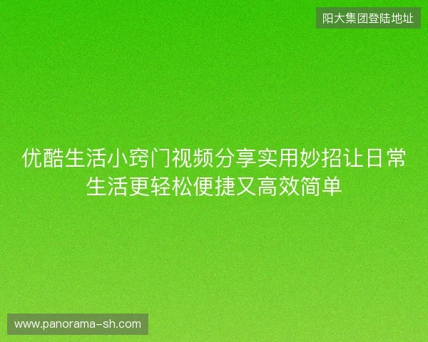 优酷生活小窍门视频分享实用妙招让日常生活更轻松便捷又高效简单